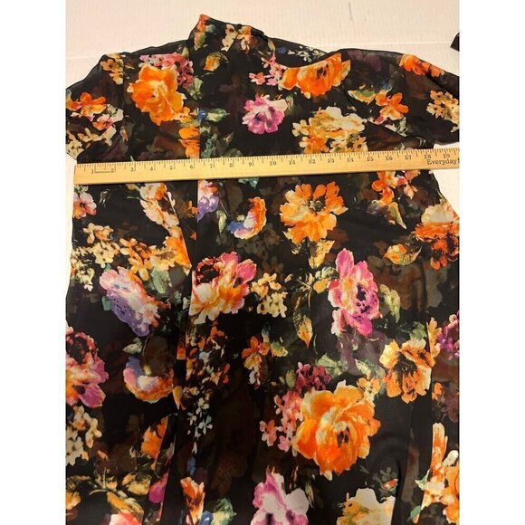 Neiman Marcus Black Floral Sheer Boho Festival Kimono Size Small XS - Picture 6 of 11
